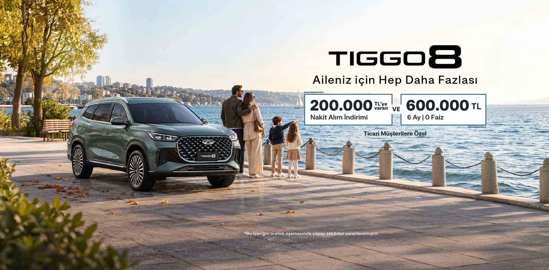 Chery TIGGO8 Ekim kampanyası — ticari müşterilere özel 200.000 TL'ye varan nakit alım indirimi ve 600.000 TL'ye 6 ay %0 faiz